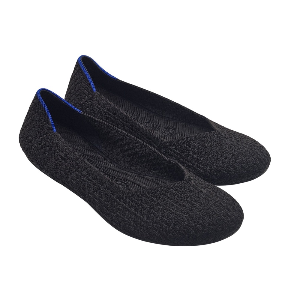 Rothys The Flat 7.5 Black Sustainable Minimalist Ballet Flats Office Travel